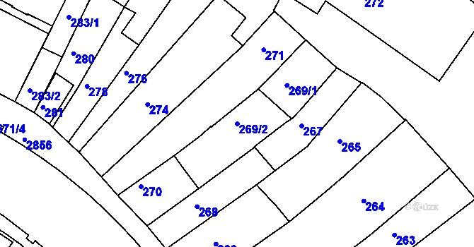 Parcela st. 269/2 v KÚ Velké Meziříčí, Katastrální mapa