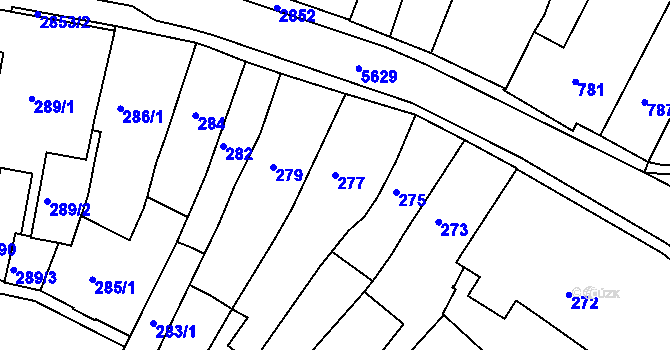 Parcela st. 277 v KÚ Velké Meziříčí, Katastrální mapa