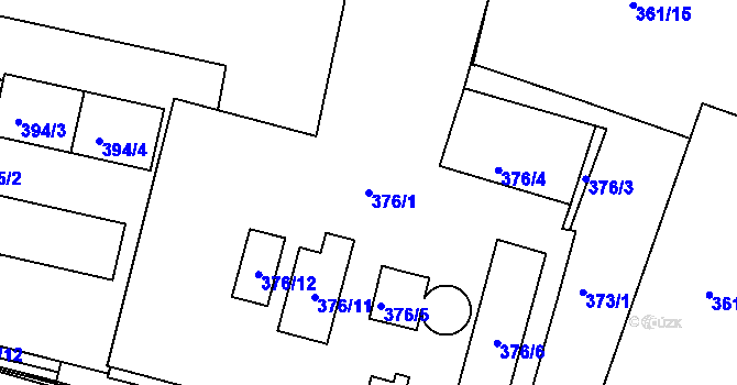 Parcela st. 376/1 v KÚ Velké Meziříčí, Katastrální mapa