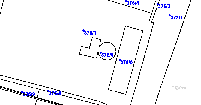 Parcela st. 376/5 v KÚ Velké Meziříčí, Katastrální mapa