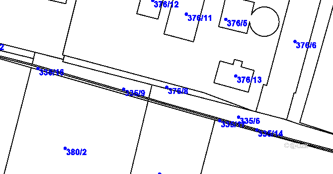 Parcela st. 376/8 v KÚ Velké Meziříčí, Katastrální mapa