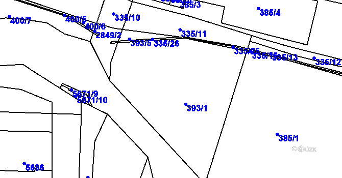 Parcela st. 393 v KÚ Velké Meziříčí, Katastrální mapa