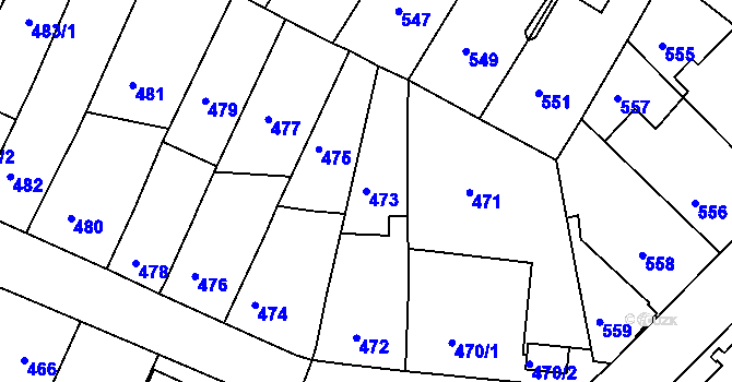 Parcela st. 473 v KÚ Velké Meziříčí, Katastrální mapa
