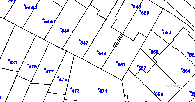 Parcela st. 549 v KÚ Velké Meziříčí, Katastrální mapa