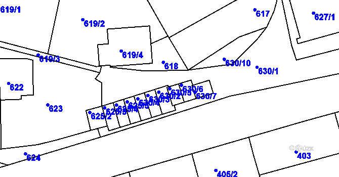 Parcela st. 630/5 v KÚ Velké Meziříčí, Katastrální mapa