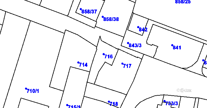 Parcela st. 716 v KÚ Velké Meziříčí, Katastrální mapa