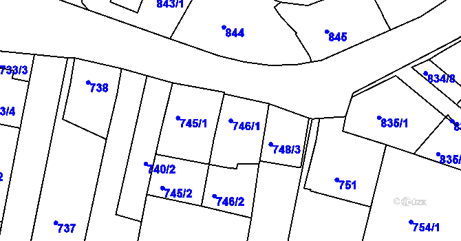 Parcela st. 746/1 v KÚ Velké Meziříčí, Katastrální mapa