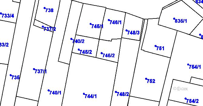 Parcela st. 746/2 v KÚ Velké Meziříčí, Katastrální mapa