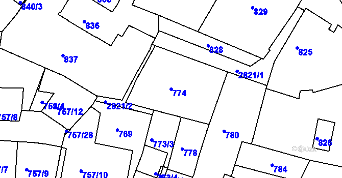 Parcela st. 774 v KÚ Velké Meziříčí, Katastrální mapa