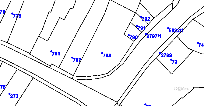 Parcela st. 788 v KÚ Velké Meziříčí, Katastrální mapa