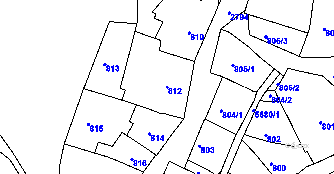 Parcela st. 812 v KÚ Velké Meziříčí, Katastrální mapa