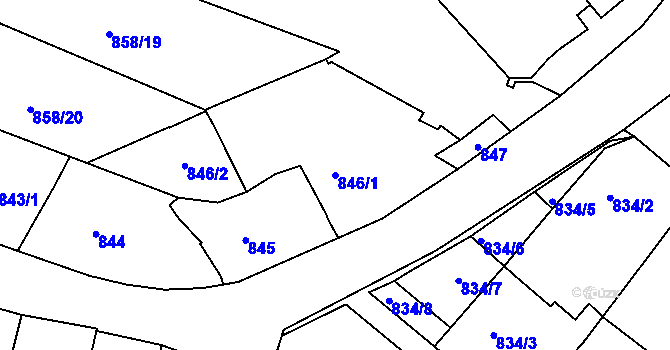 Parcela st. 846/1 v KÚ Velké Meziříčí, Katastrální mapa