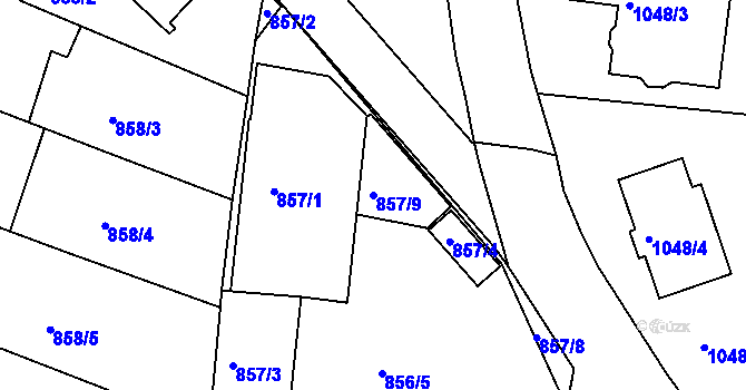 Parcela st. 857/9 v KÚ Velké Meziříčí, Katastrální mapa