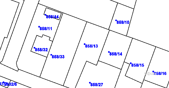 Parcela st. 858/13 v KÚ Velké Meziříčí, Katastrální mapa