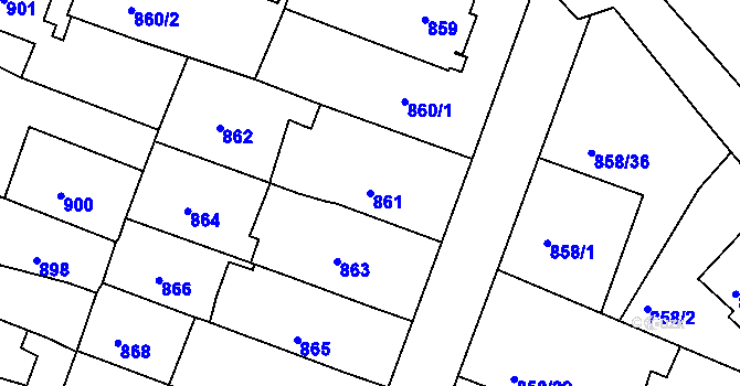 Parcela st. 861 v KÚ Velké Meziříčí, Katastrální mapa