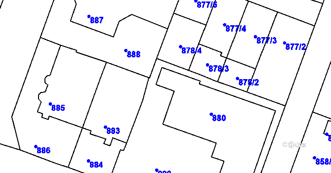 Parcela st. 881 v KÚ Velké Meziříčí, Katastrální mapa