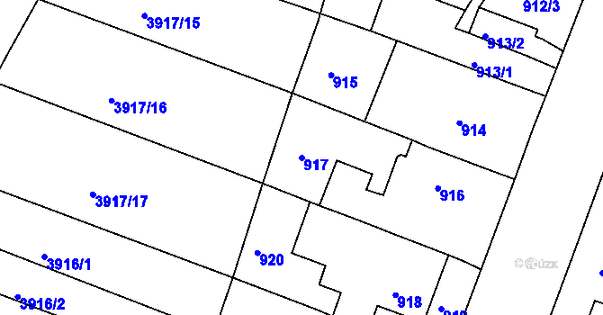 Parcela st. 917 v KÚ Velké Meziříčí, Katastrální mapa