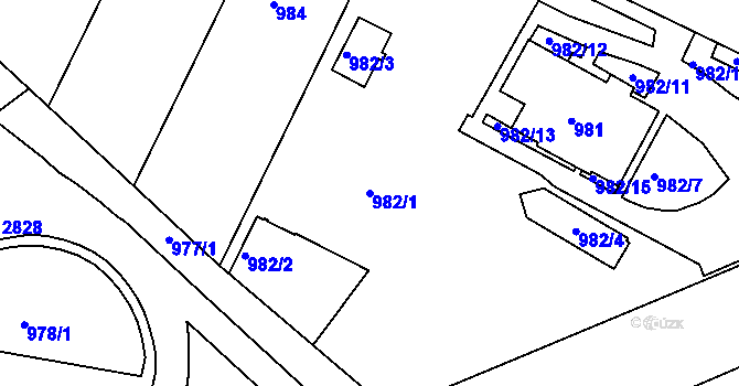Parcela st. 982/1 v KÚ Velké Meziříčí, Katastrální mapa