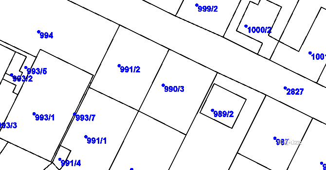 Parcela st. 990/3 v KÚ Velké Meziříčí, Katastrální mapa