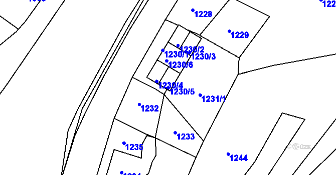 Parcela st. 1230/5 v KÚ Velké Meziříčí, Katastrální mapa
