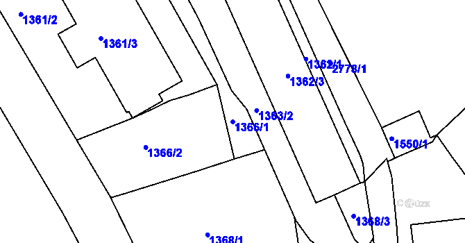 Parcela st. 1366/1 v KÚ Velké Meziříčí, Katastrální mapa