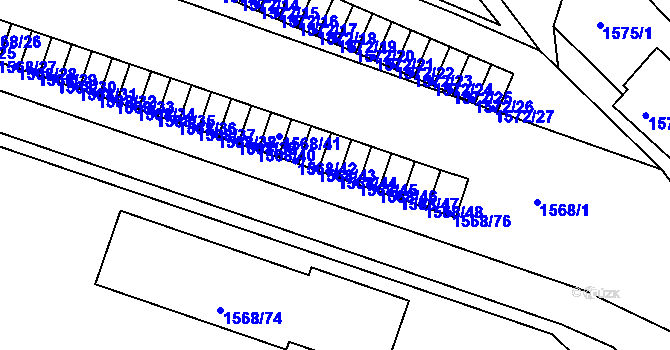 Parcela st. 1568/44 v KÚ Velké Meziříčí, Katastrální mapa