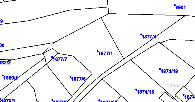 Parcela st. 1877/1 v KÚ Velké Meziříčí, Katastrální mapa