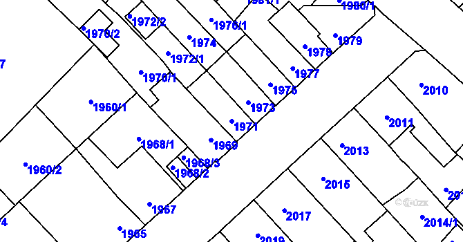 Parcela st. 1971 v KÚ Velké Meziříčí, Katastrální mapa