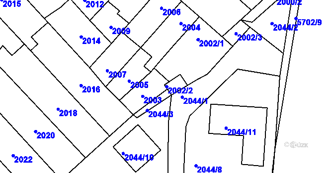 Parcela st. 2002/2 v KÚ Velké Meziříčí, Katastrální mapa