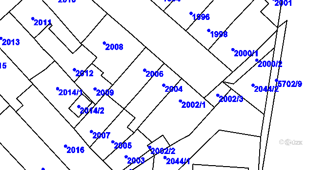 Parcela st. 2004 v KÚ Velké Meziříčí, Katastrální mapa