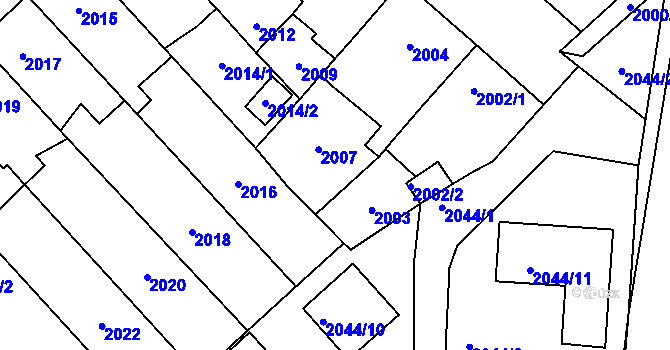 Parcela st. 2005 v KÚ Velké Meziříčí, Katastrální mapa