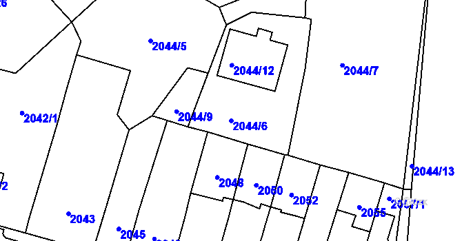 Parcela st. 2044/6 v KÚ Velké Meziříčí, Katastrální mapa