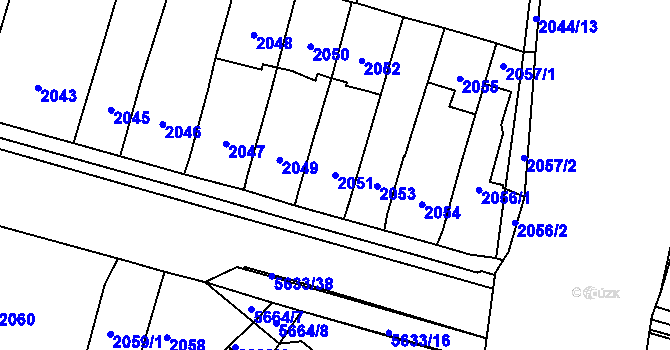 Parcela st. 2051 v KÚ Velké Meziříčí, Katastrální mapa