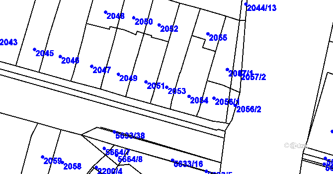 Parcela st. 2053 v KÚ Velké Meziříčí, Katastrální mapa