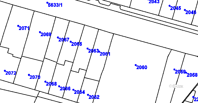 Parcela st. 2061 v KÚ Velké Meziříčí, Katastrální mapa