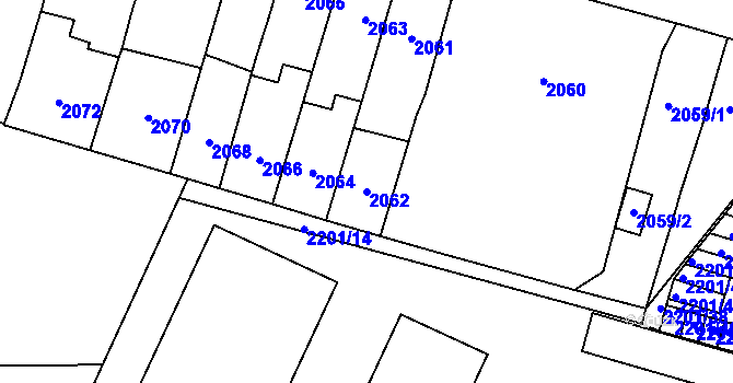 Parcela st. 2062 v KÚ Velké Meziříčí, Katastrální mapa