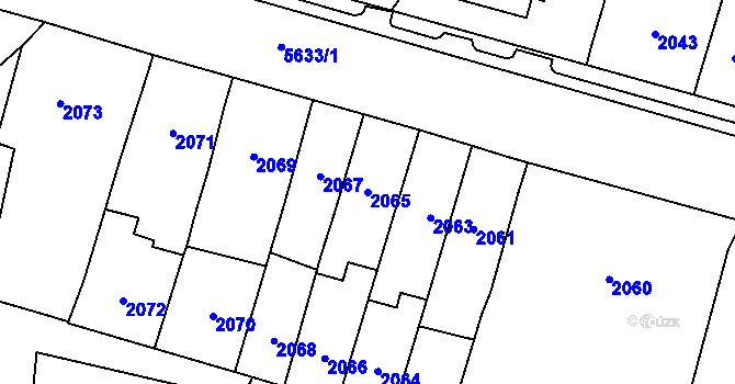 Parcela st. 2065 v KÚ Velké Meziříčí, Katastrální mapa