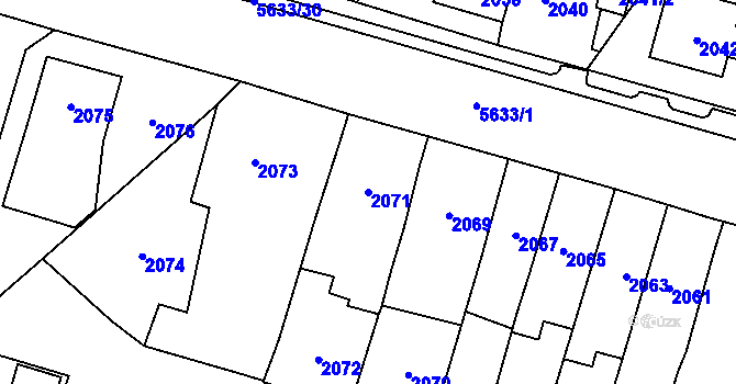Parcela st. 2071 v KÚ Velké Meziříčí, Katastrální mapa