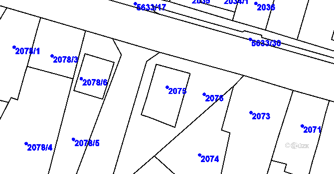 Parcela st. 2075 v KÚ Velké Meziříčí, Katastrální mapa