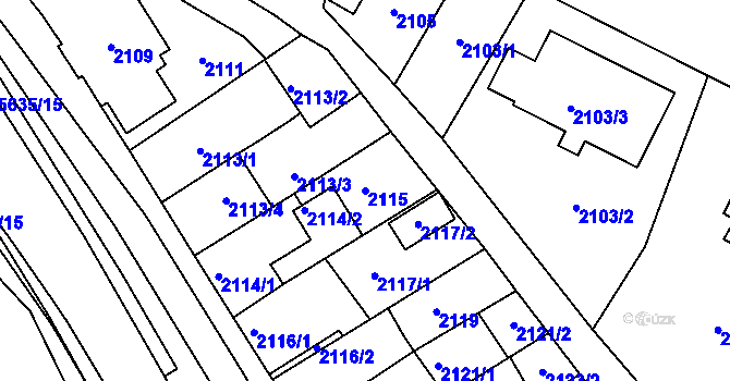 Parcela st. 2115 v KÚ Velké Meziříčí, Katastrální mapa