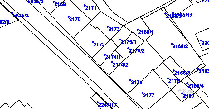 Parcela st. 2174/1 v KÚ Velké Meziříčí, Katastrální mapa
