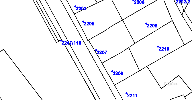 Parcela st. 2207 v KÚ Velké Meziříčí, Katastrální mapa