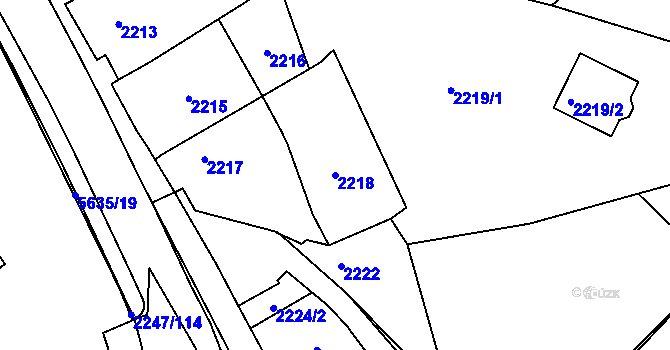 Parcela st. 2218 v KÚ Velké Meziříčí, Katastrální mapa