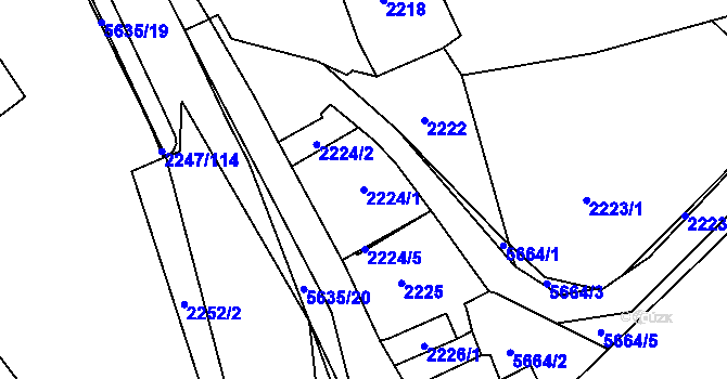 Parcela st. 2224/1 v KÚ Velké Meziříčí, Katastrální mapa