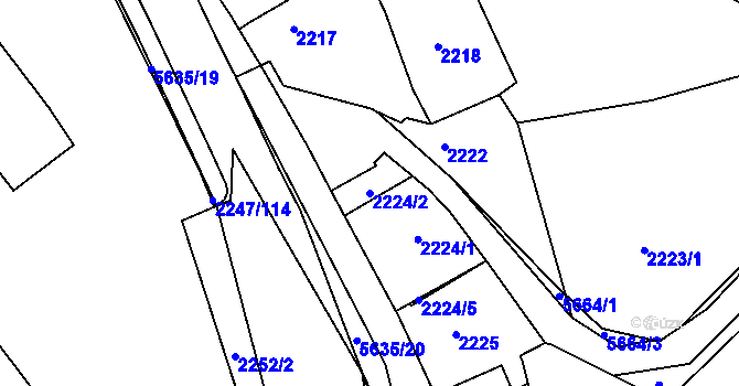 Parcela st. 2224/2 v KÚ Velké Meziříčí, Katastrální mapa