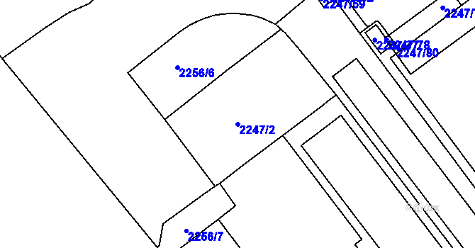 Parcela st. 2247/2 v KÚ Velké Meziříčí, Katastrální mapa