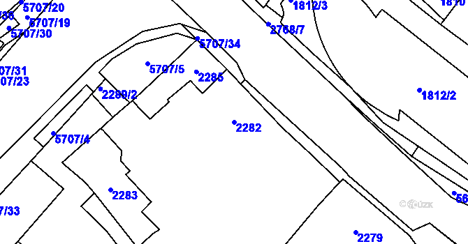 Parcela st. 2282 v KÚ Velké Meziříčí, Katastrální mapa