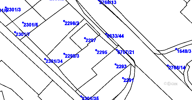 Parcela st. 2295 v KÚ Velké Meziříčí, Katastrální mapa