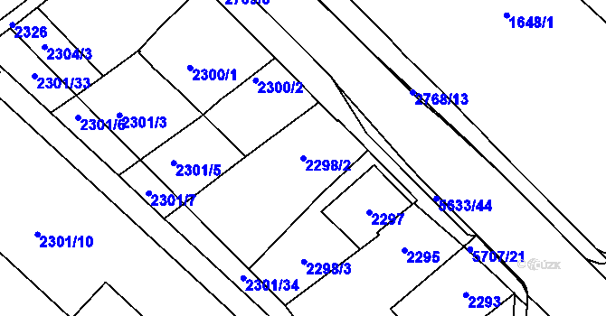 Parcela st. 2298/2 v KÚ Velké Meziříčí, Katastrální mapa