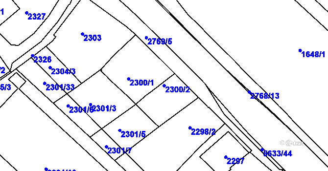 Parcela st. 2300/2 v KÚ Velké Meziříčí, Katastrální mapa
